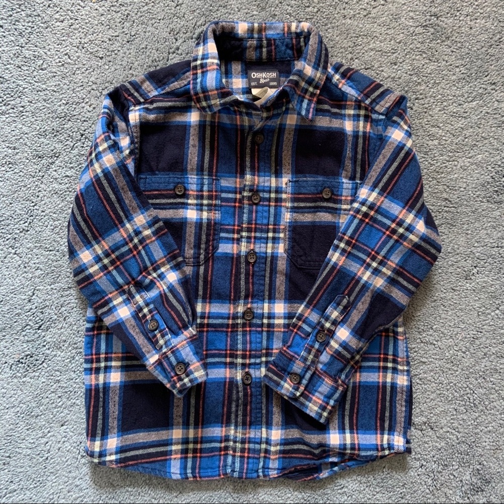 OshKosh boys plaid flannel button down shirt 5